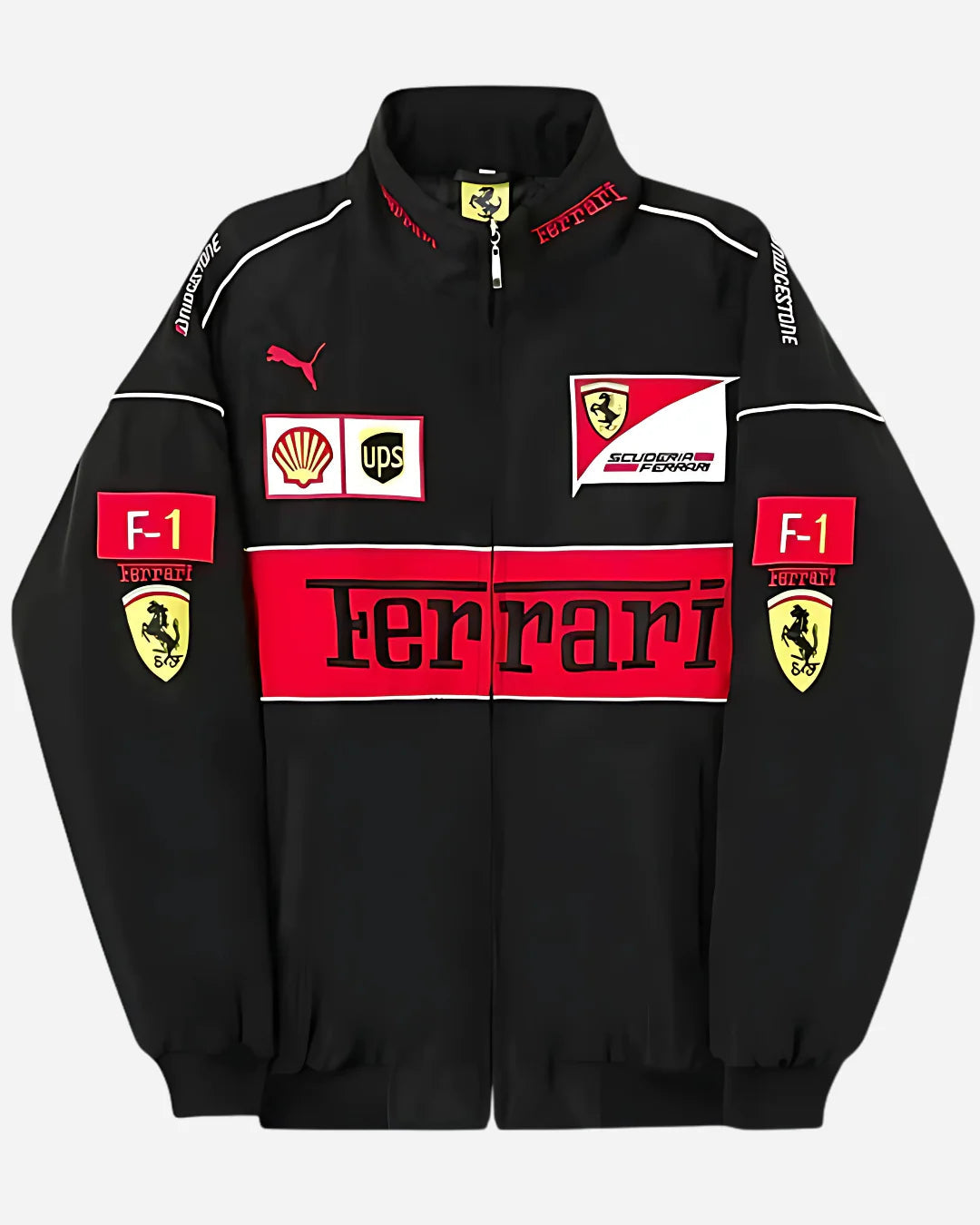 F1 black ferrari premium racing jacket