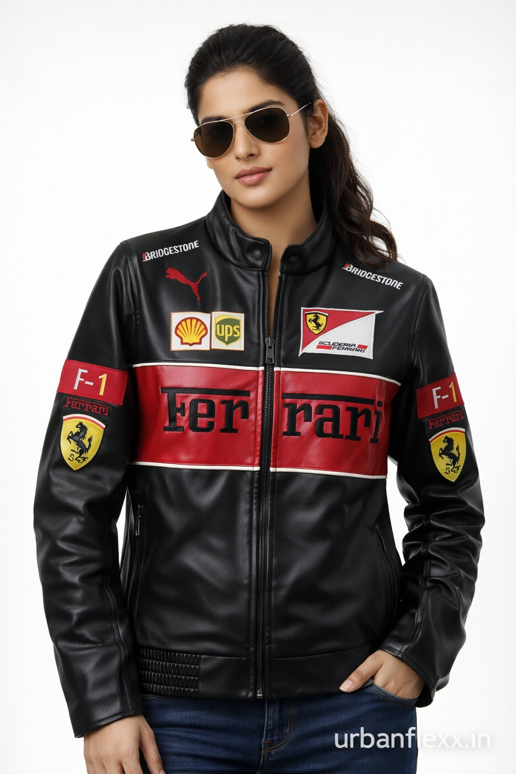 BLACK  FERRARI LEATHER JACKET