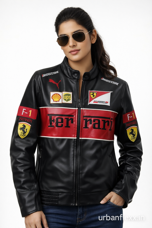 BLACK  FERRARI LEATHER JACKET